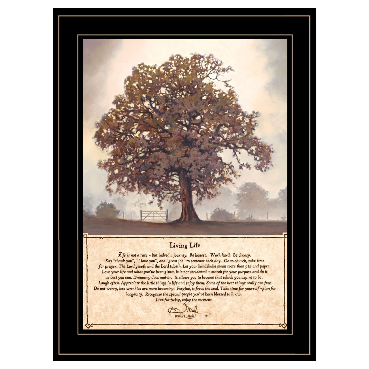 Edge Collections - 15" x19" - Brown - Bonnie Mohr Living Life Framed Print - 1 Piece